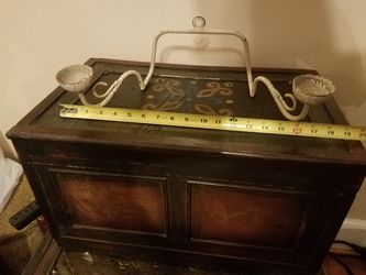 sconce;candle holder;crackled beige finish metal; 2 slots-$7