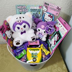 HELLO KITTY/KUROMI BIRTHDAY GIFT BASKET. ( PICK UP IN MODESTO)