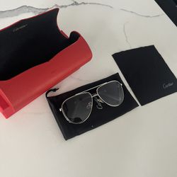 Silver Cartier Aviator Glasses 