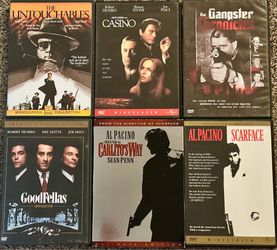 Gangster Movies 6 DVD Lot - Untouchables, Casino, Scarface, Goodfellas, more!