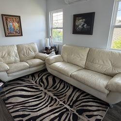 Nice Leather Sofa  And Love Seat Cream Color