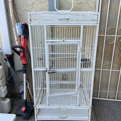 Large White Metal Parrot Cage