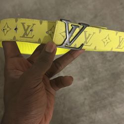 Used Monogram Bahia Taiga Yellow Louis Vuitton Belt