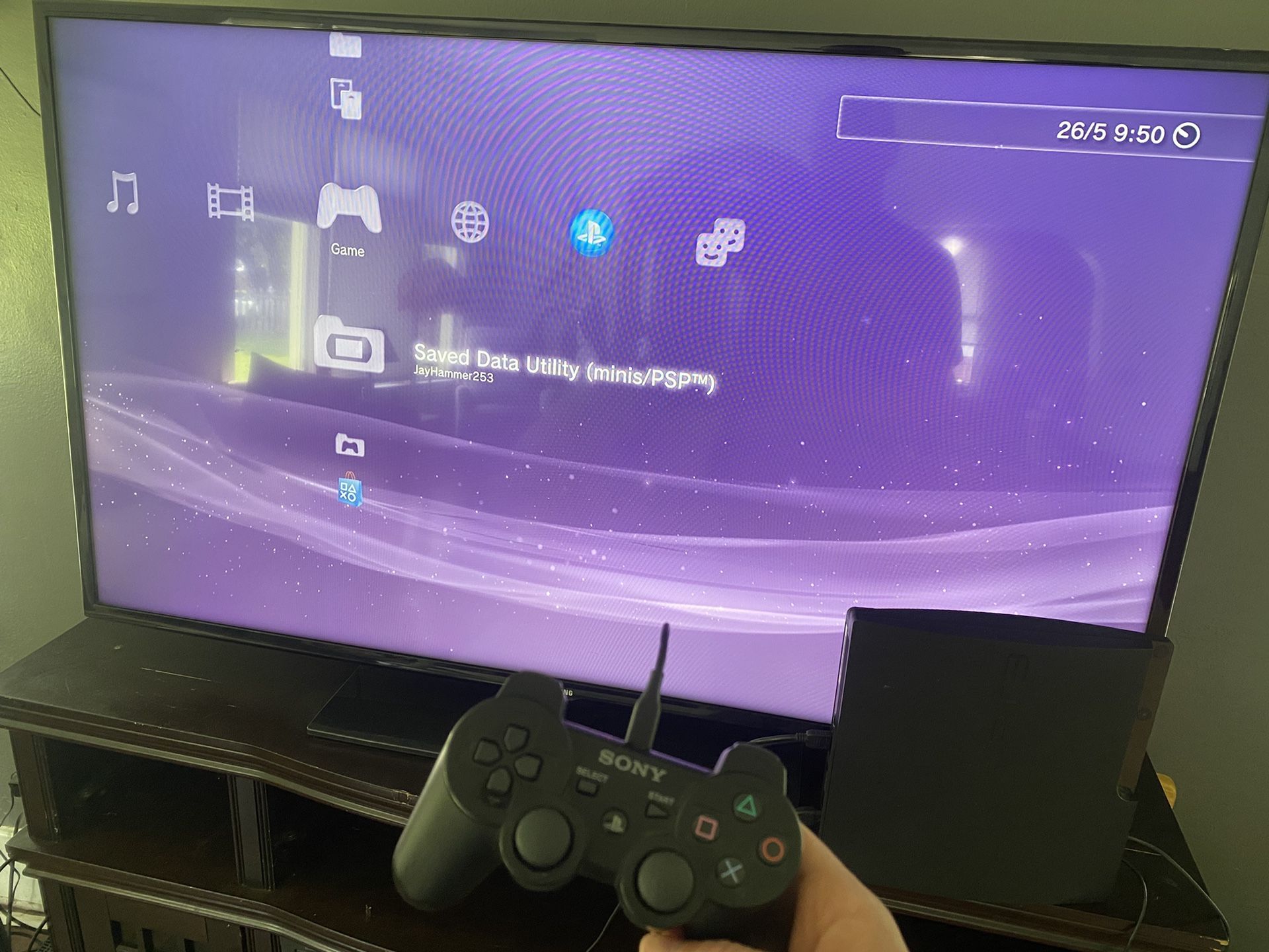 PS3 With All Cords, Controller, And External Hard Drive