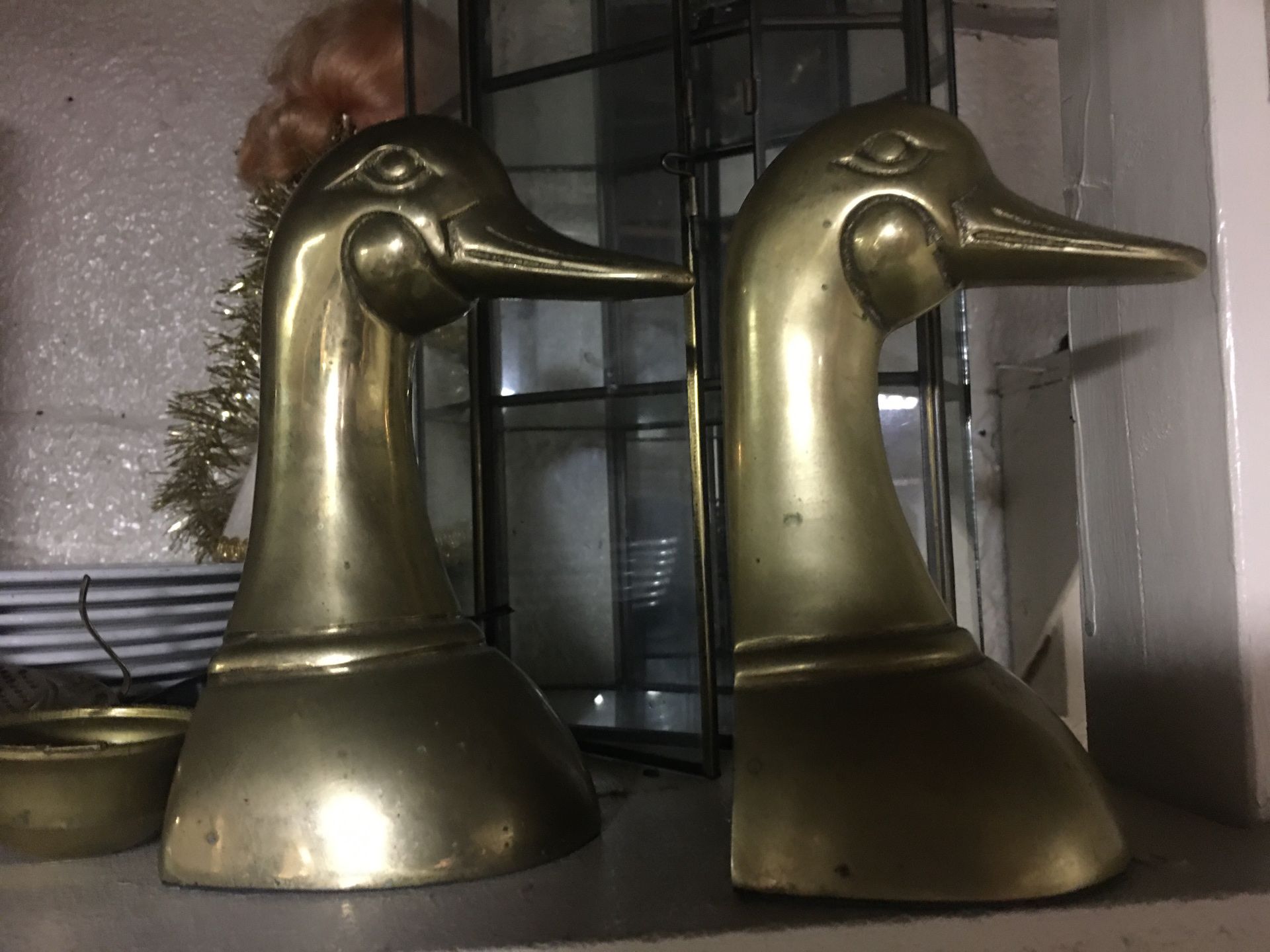 Vintage Solid Brass Duck Book Ends