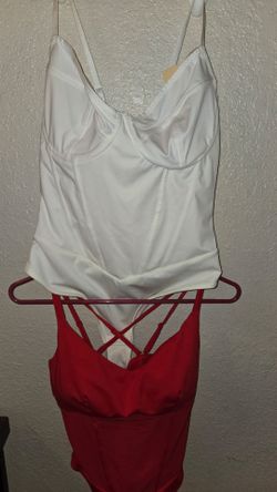 White and Red POPILUSH SHAPEWEAR NWT BODYSUITS