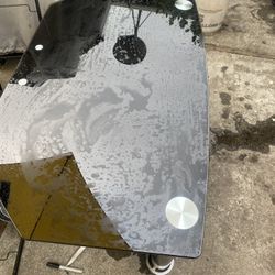 Heavy Duty TV Stand Bronze Thick Glass On  Hard Metal Frames  New