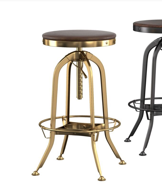 Restoration Hardware Vintage Toledo Stools, 2 Wood/Brass