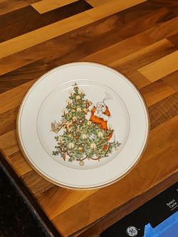 Vintage Fitz & Floyd St Nicholas Salad Plate Christmas Tree Santa 7.5"