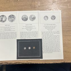 Vintage 1982 Franklin Mint US Miniature Antique - Half Dollar, Quarter Dollar, Two And Half Dollars 