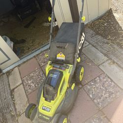 Ryobi Brushless Lawn Mower, Two Batteries And Charger 