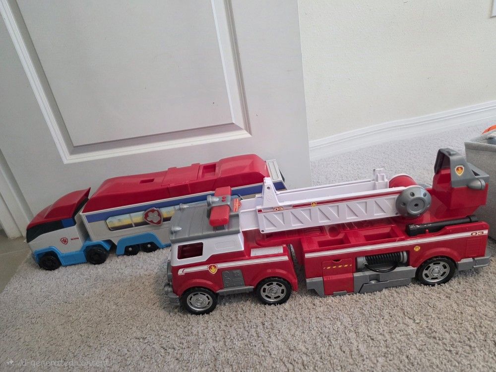 Paw Patrol Ultimate Fire Truck + Paw Patroller Truck (Both Large Sets!)