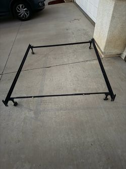 Black Metal Bed Frame with Wheels