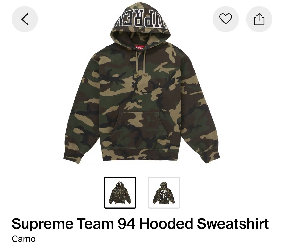 SUPREME TEAM HOODIE SZ M