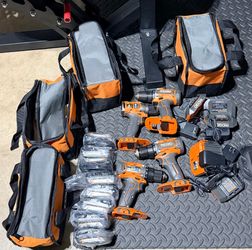 4 Brand New Ridgid 18v drills, with batteries
