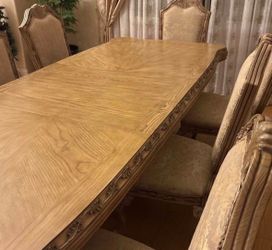Ornate Pedestal Dining Table and 8 Chairs