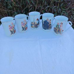 5 BRAND NEW NORMAN ROCKWELL COFFEE CUPS 