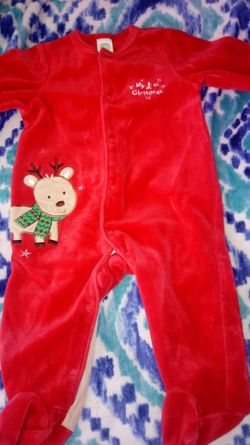 Plush/velour 1st Christmas onesie 6Month ...NEW!