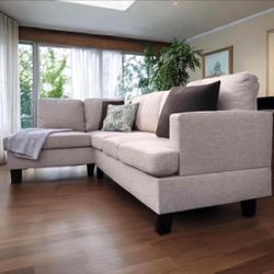 Cream Beige 95” 2pc Modern Sectional Sofa with LAF Chaise by Andover Mills