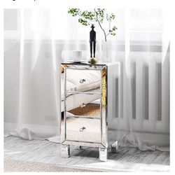 3 Drawer Mirrored Nightstand 