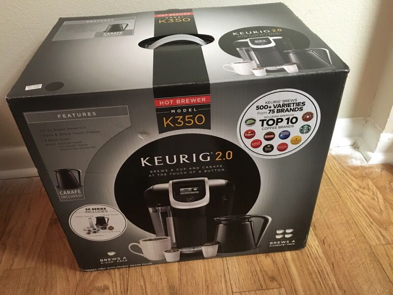 Brand New Keurig 2.0 K350 coffee machine with carafe