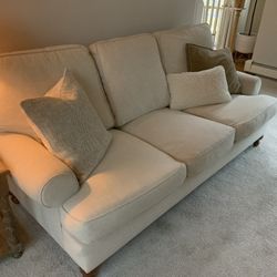 Boston Interiors Sofa – 83” – Neutral Beige – Solid Wood Walnut Legs – $250 OBO