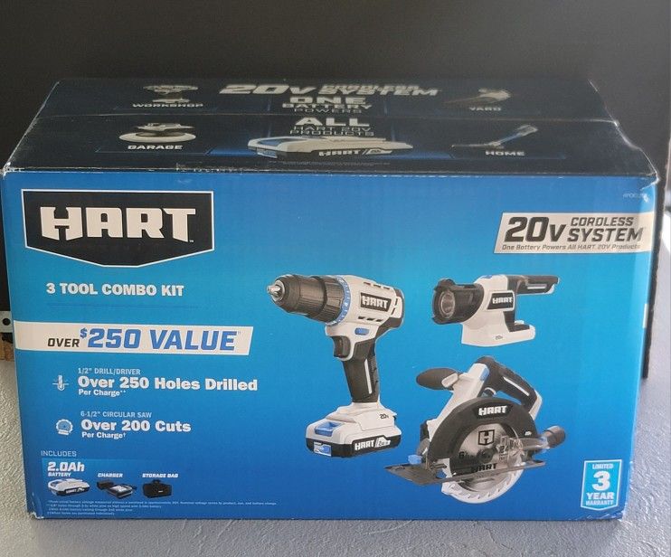Hart 3 Tool Combo Kit 20V Cordless System