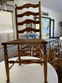 Vintage solid hardwood ladder back chairs