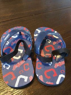 Cleveland Indians toddler size 6 flip flops with back strap
