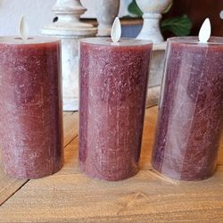 Pottery Barn Flameless Salt Washed Pillar Candles