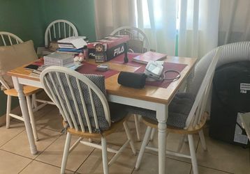 Wood and White Dining Table with Chairs