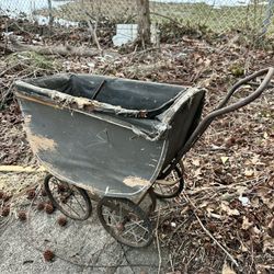 Antique Turn Of The Century  Vintage Baby Carriage / Pram – Great Decor or Restoration Project Circa 1900