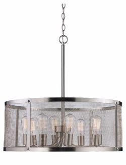 Trans Globe 10228-BN Mesh Contemporary Brushed Nickel Drum Pendant Lamp
