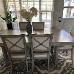 Dining Table With 6 Chairs. Rustic Wood From Living Space 