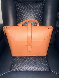 Tan Leather Structured Tote Bag