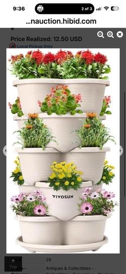 VIVOSUN 5 Tier Vertical Gardening Stackable Planter for Strawberries, Flowers, Herbs, Vegetables, Ivory