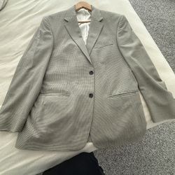 Nautica Wool Blazer Sport Coat 42R Tan Check Pattern 
