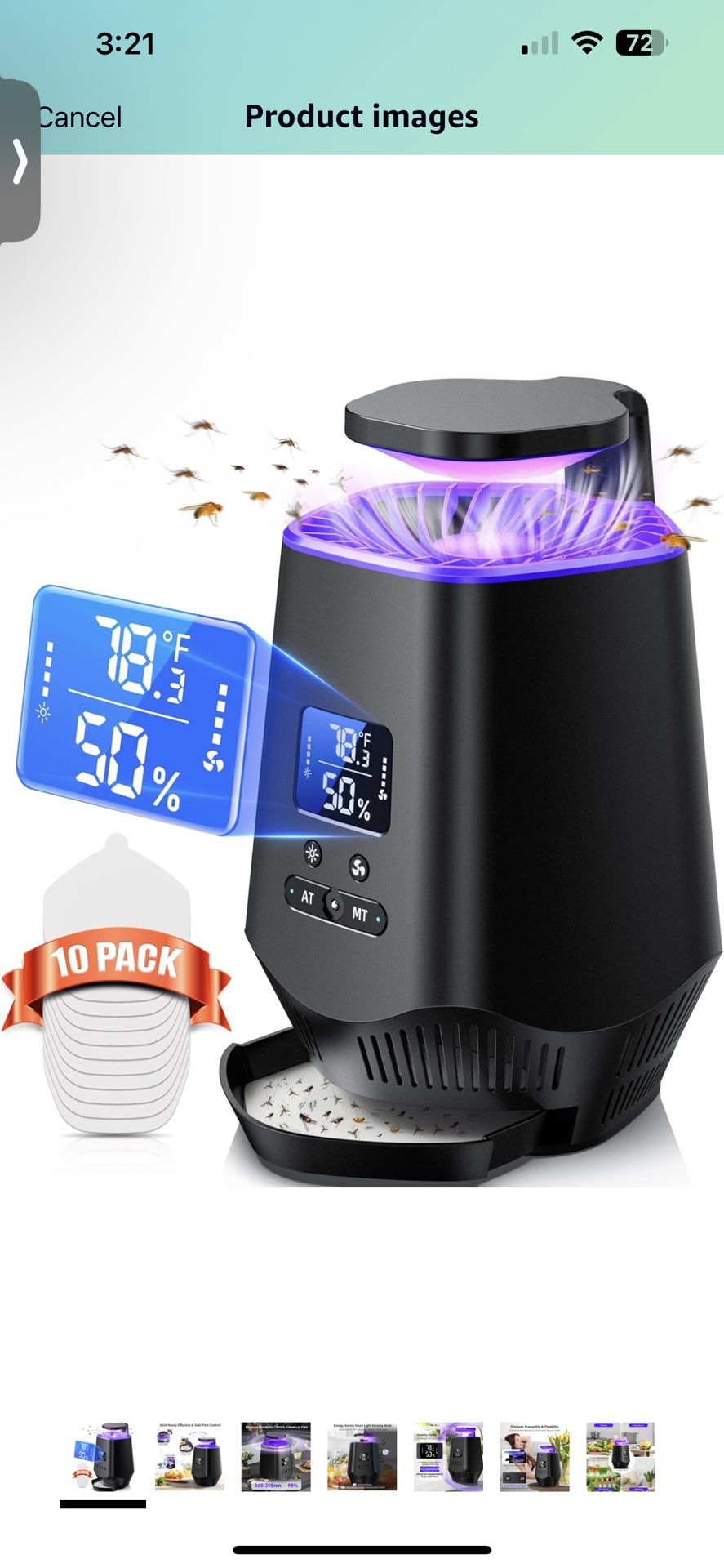 Fruit Fly Traps for Indoors, Smart Flying Insect Trap with Temperature and Humidity Sensor, Bug Catcher Ligth for Home House Plants Gnats Moths Mosqui