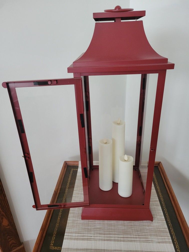Candle Holder In Red Had Timer Candles