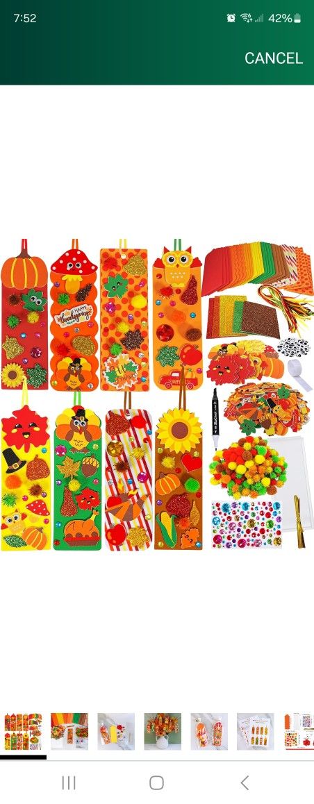 Set Of 32 DIY 3D Kids Activity Fall / Autumn Foam Bookmark Crafts Kit