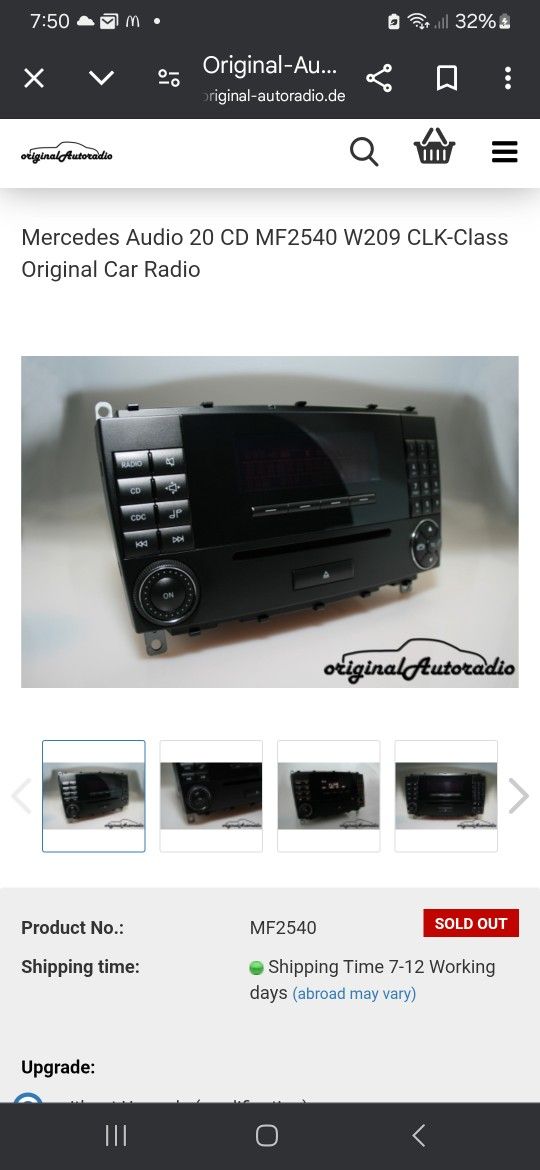 Mercedes Audio 20 CD MF2540 W209 CLK-Class Original Car Radio