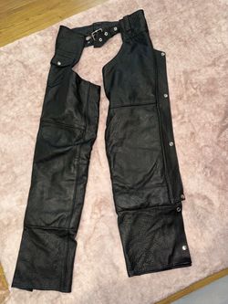 Black Leather Motorcycle Chaps