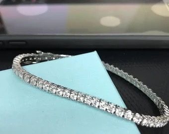 Tennis Bracelet pass tester SOLID 925Sterling Silver MOISSANITE 7" 2mm
