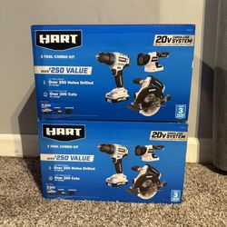 Hart 3 Tool Combo Kit - Drill/Saw/LED light 
