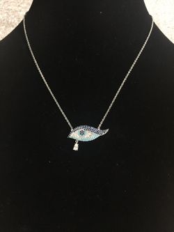 Beautiful Stainless Steel Necklace with Evil Eye Zirkon Pendant