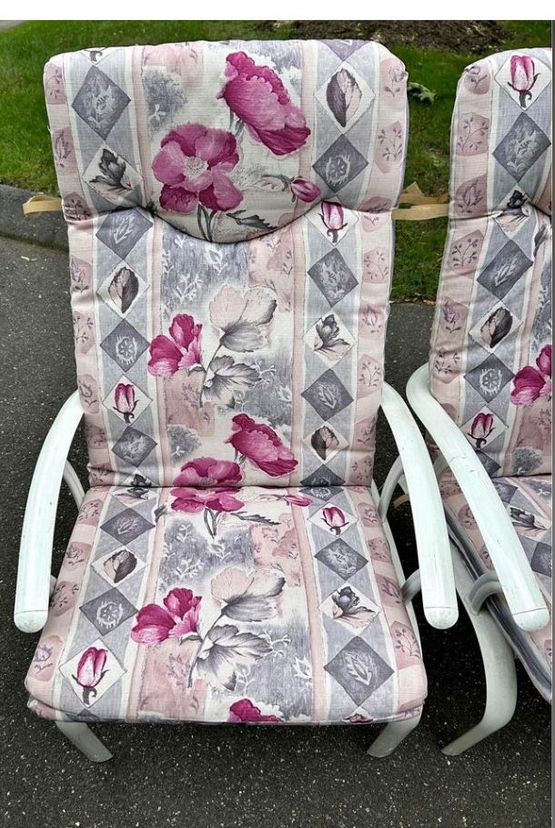 Three outdoor Patio Chairs With Cushions