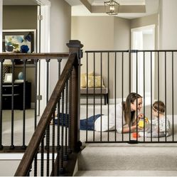 Extra Tall Baby & Pet Safety Gate for Stairs – Black Metal