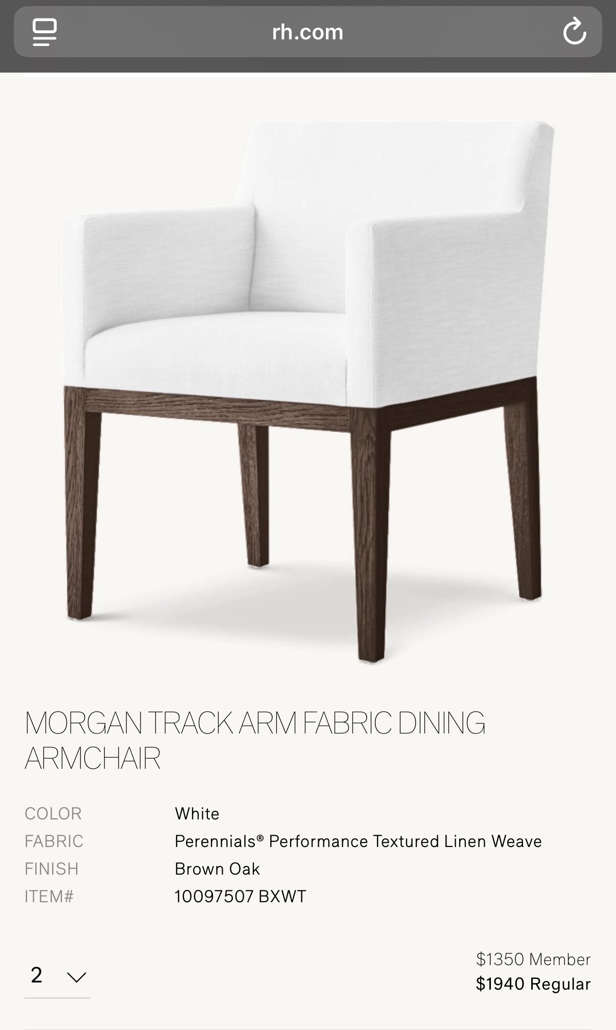 2 RH chairs (Morgan Track Arm)