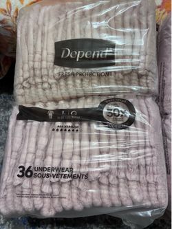 2 Packs of Depend Fresh Protection Light Adult Underwear Pink (36 ct each)