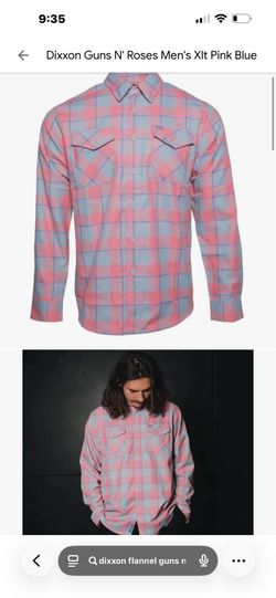 Dixxon Guns N' Roses Men's Med Pink Blue Band Flannel medium